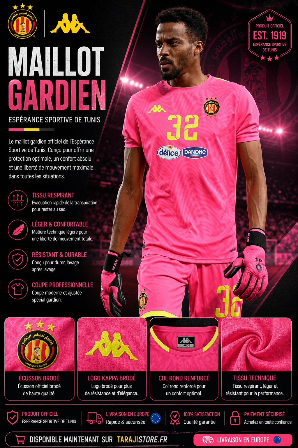 Maillot Gardien Kappa Q2 2026 – Espérance Sportive de Tunis